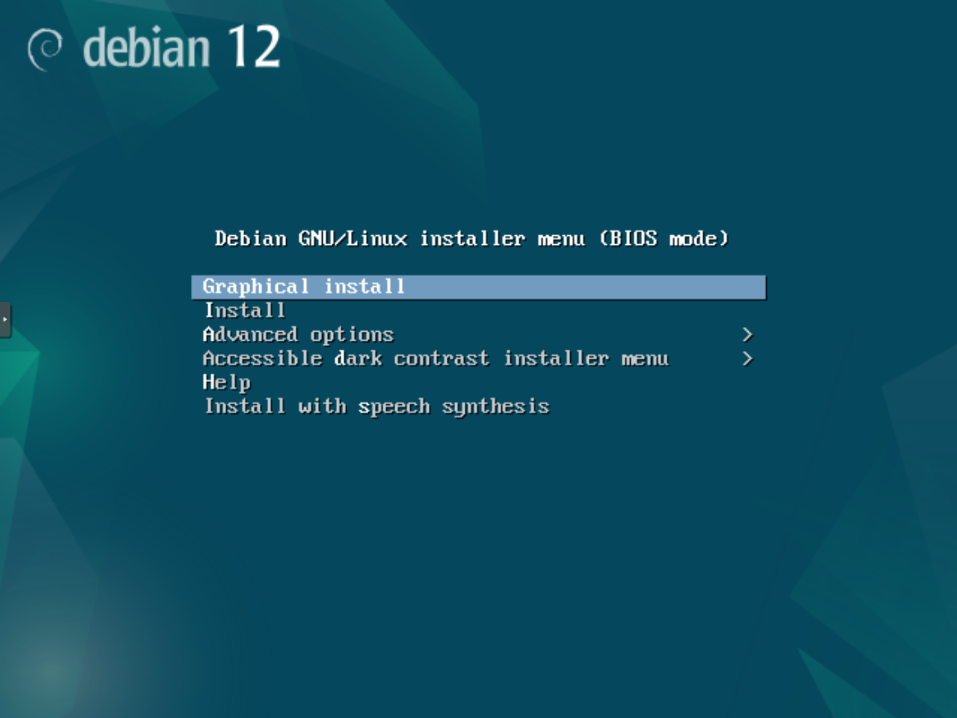 Debian installer menu